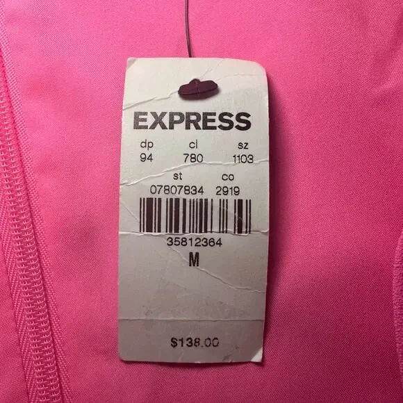Express Blazer Mini Dress Women Size M Hot Pink Gum Pop Cut Out Glam Stretch NEW - Picture 11 of 12